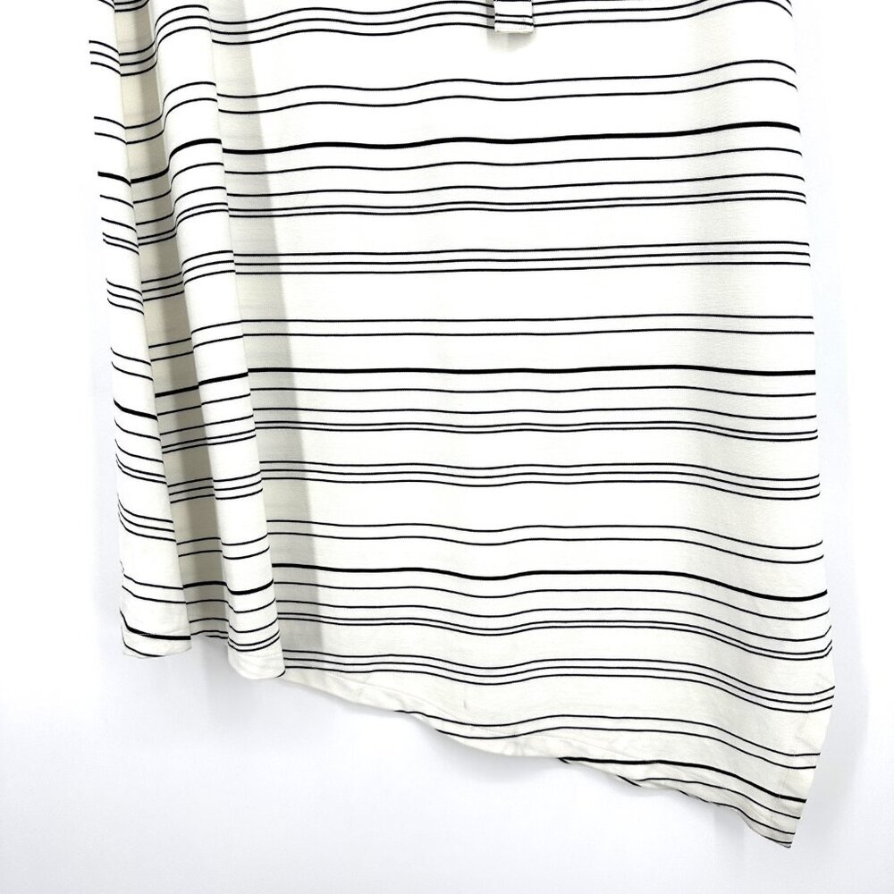 Club Monaco Striped Square Neck Knit Midi Dress Ivory Egret Black Large - Picture 4 of 11